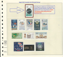 Egypt EGYPTE 2020 ONE YEAR Full Set Stamps ALL Commemorative Issued INCL Error World Statistics Day Stamp - Ongebruikt