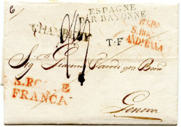 GIBRALTAR - LETTRE DE GIBRALTAR POUR GENES, 1825 - Gibraltar