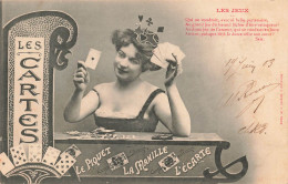 JEUX - Les Jeux - Les Cartes - Le Piquet - La Manille - L'Ecarte - Jeune Femme - Carte Postale Ancienne - Speelkaarten