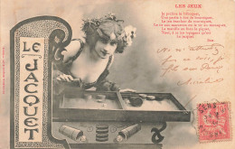 JEUX - Les Jeux - Le Jacquet - Jeune Femme - Oblitération Ambulante - Carte Postale Ancienne - Cartes à Jouer