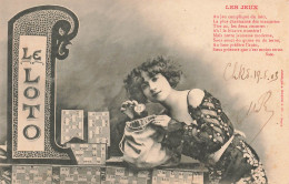 JEUX - Les Jeux - Le Loto - Jeune Femme - Dos Non Divisé - Carte Postale Ancienne - Carte Da Gioco