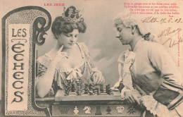 JEUX - Les Jeux - Les échecs - Jeunes Femmes - Dos Non Divisé - Carte Postale Ancienne - Cartes à Jouer