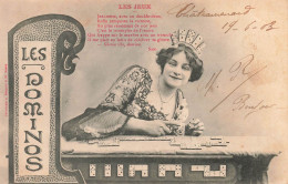 JEUX - Les Jeux - Les Dominos - Jeune Femme - Dos Non Divisé - Carte Postale Ancienne - Speelkaarten