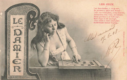 JEUX - Les Jeux - Le Damier - Jeune Femme - Dos Non Divisé - Carte Postale Ancienne - Spielkarten