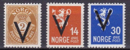 NO410 - NORWAY – 1941 – VICTORY OVERPRINT ISSUE With WM – MI # 238x-50x MVLH 6,50 € - Ongebruikt
