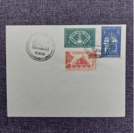 Luxembourg 1956 Set Coinunion/Trains Stamps (Michel 552/54) Used On FDC - Storia Postale