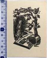 Ex-libris Enn Kera, 1960. Arbre Livre Noria Hérrison. Exlibris Enn Kera, 1960. Waterwheel Book Hedgedog - Bookplates