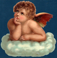 Découpis Grand Format 16 X 19 Cm. Ange Appuyé Sur Un Nuage. - Anges