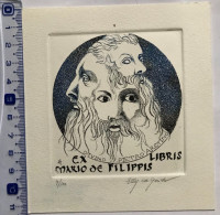 Ex-libris Exlibris Elly De Koster, Opus 254, 1991. Portrait Arezzo Pietro Aretino Renaissance - Bookplates