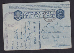 ITALY - Posta Militare 45, Gresia (Greece) Divisione Di Fanteria Casale, Carabinieri Sent 03.02.1943. To Rimini /2 Scans - Sonstige & Ohne Zuordnung