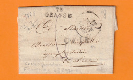1828 - Marque Postale  78 GRASSE, Var Sur Lettre Pliée De 2 P. En Français Vers NICE, Piémont Sardaigne - 1801-1848: Precursors XIX