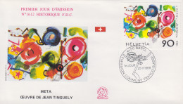 Enveloppe  FDC  1er  Jour    SUISSE    Oeuvre  De  Jean  TINGUELY     Emission  Commune  Avec  La  FRANCE   1988 - Joint Issues