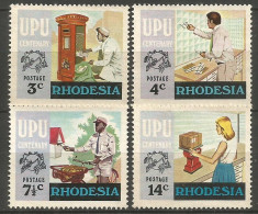 RODESIA CENTENARIO DE LA U.P.U. YVERT NUM. 249/252 SERIE COMPLETA NUEVA SIN GOMA - Rhodesien (1964-1980)