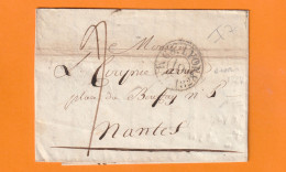 1828 - Cachet à Date D'essai LYON Sur Lettre Pliée Vers NANTES - Dateur En Arrivée - Taxe 7 - 1801-1848: Précurseurs XIX