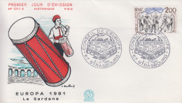 Enveloppe  FDC   1er  Jour    FRANCE     La  Sardane    EUROPA      STRASBOURG   1981 - 1981