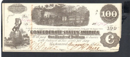USA - Billet  100 Dollar États Confédérés 1862 TTB/VF P.044 - Valuta Van De Bondsstaat (1861-1864)