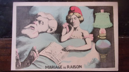 Politique Satirique - Marianne FALLIERES Mariage De Raison Lampe à Pétrole Oil Lamp Illustrateur MILLE CPA Caricature - Satiriques