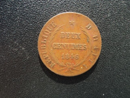 RÉPUBLIQUE D' HAÏTI * : 2 CENTIMES  1846 / AN 43   KM 26      TTB - Haití