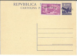 Trieste "A" AMG-FTT 1947 Cart.Postale Democratica L.8 #C2 Soprast.A Con Risorgimento L.4 Nuova NON VIAGGIATA - Poststempel