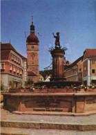 WAIDHOFEN AN DER YBBS, ARCHITECTURE, CHURCH, TOWER WITH CLOCK, FOUNTAIN, STATUE, CAR, AUSTRIA, POSTCARD - Waidhofen An Der Ybbs