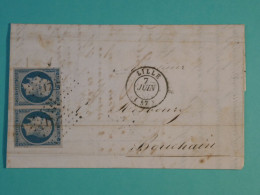 DG14 FRANCE  BELLE   LETTRE RR   1854 LILLE A BOUCHAIN  +PAIRE DE N°10 +AFF. INTERESSANT+++ - 1852 Luis-Napoléon