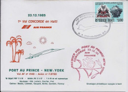 HAITI N° PA628 S/L. DE PORT AUX PRINCES/23.12.85 POUR NEW YORK 1° VOL CONCORDE - Haïti