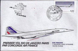 BRESIL N° 1183 S/L. DE RIO/21.1.76 POUR LA FRANCE+ 1° VOL CONCORDE RIO/PARIS - Lettres & Documents