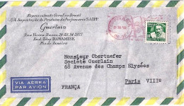 BRESIL N° EMA De LEBOURARIA + SURTAXE N°669 S/L. Du 25.11.58 POUR LA FRANCE - Cartas & Documentos