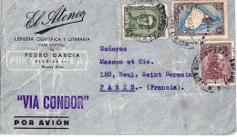 ARGENTINE N° 366/371/386 S/L. VIA CONDOR DE BUENOS AIRES/31.3.37 POUR LA FRANCE - Cartas & Documentos
