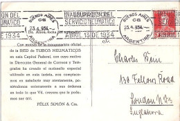 ARGENTINE N° 281 S/CP. DE BUENOS AIRES/23.4.34 POUR L’ANGLETERRE - Lettres & Documents