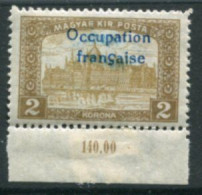 ARAD (French Occupation) 1919 Overprint On Parliament 2 Kr. MNH / **.  Michel  22 - Sin Clasificación
