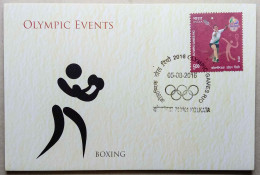 INDIA 2016 OLYMPIC EVENTS, BOXING, INDIA POST ISSUED POSTCARD...RARE - Pugilato