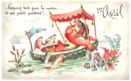 CPA 1 Euro- 1er Avril -(9) -Poissons Barque - 1 April (aprilvis)