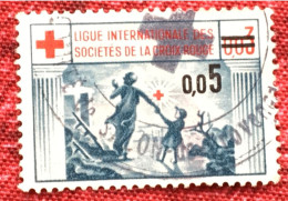 Croix Rouge-Ligue Internationale Des Sociétés C.R. Red Cross-sur Timbre-Vignette-Erinnophilie-Stamp-Sticker-Bollo-Viñeta - Rode Kruis