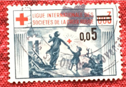 Croix Rouge-Ligue Internationale Des Sociétés C.R. Red Cross-sur Timbre-Vignette-Erinnophilie-Stamp-Sticker-Bollo-Viñeta - Croix Rouge
