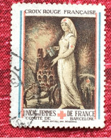 Croix Rouge Française Union Des Femmes De France-com Barcelone Red Cross-Timbre-Vignette-Erinnophilie-Stamp-Viñeta-Bollo - Cruz Roja