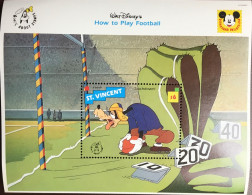 St Vincent 1992 How To Play Football Disney Minisheet MNH - St.Vincent (1979-...)