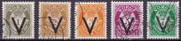 NO037A – NORVEGE - NORWAY – 1941 – VICTORY OVERPRINT ISSUE With WM – SC # 207/11 USED 50 € - Gebraucht