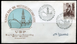 8-5-1971 1ste Kompetitieve Tentoonstelling Groot Antwerpen V.B.P. Enveloppe Zegel Catnr 1573 - Frans Lauwers Handtekenin - Covers & Documents