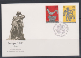 Irlande FDC 1981 440-41 Europa Folklore Légende Du Coq Et De La Marmite Ange Et Balance Du Jugement - FDC