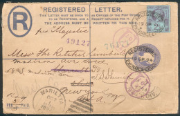 England / United Kingdom R-Auslandskarte Mit Mi.-Nr.89 Liverpool-New York-Maritta, Feinst - Lettres & Documents