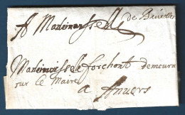 L D'Audenaerde Pour Anvers Avec Man " De Bruxelles" (Herlant Renseigne En 1721) - 1714-1794 (Pays-Bas Autrichiens)