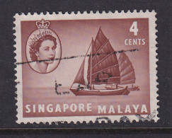 Singapore: 1955/59   QE II - Pictorial - Boat   SG40    4c    Used - Singapore (...-1959)