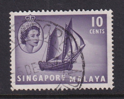 Singapore: 1955/59   QE II - Pictorial - Boat   SG44    10c    Used - Singapur (...-1959)