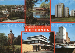 41560749 Uetersen Stadtuebersicht Klosterkirche Rathaus Hafen Boot Hochhaeuser K - Uetersen