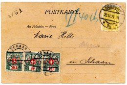LIECHSTENSTEIN - SUISSE TAXE 5C + 10C + 20 SCHAAN SUR CARTE COMMERCIALE D'AUTRICHE, 1924 - Cartas & Documentos