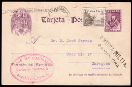 Navarra - Guerra Civil - Edi O EP 82+816A - Entero Postal Mat Rodillo "Pamplona 06/02/39" + Censura - 1931-....