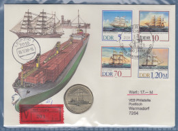 DDR 1989 Numisbrief Mit 5 Mark Überseehafen Rostock  Als Wertbrief Gelaufen - Altri & Non Classificati