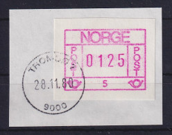 Norwegen / Norge Frama-ATM 1978 Aut.-Nr 5 Wert 0125 Y-Papier Auf Briefstück - Timbres De Distributeurs [ATM]