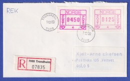 Norwegen / Norge Frama-ATM 1978 Aut.-Nr 4 Werte 0450 Und 0125 Auf R-Brief  - Automaatzegels [ATM]